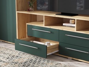 Гостиная Гармония МДФ (Миф) Браш Мени Грин/Дуб Крафт